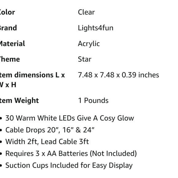 LED Christmas Hanging Star Lights (batteries) - Picture 5 of 6